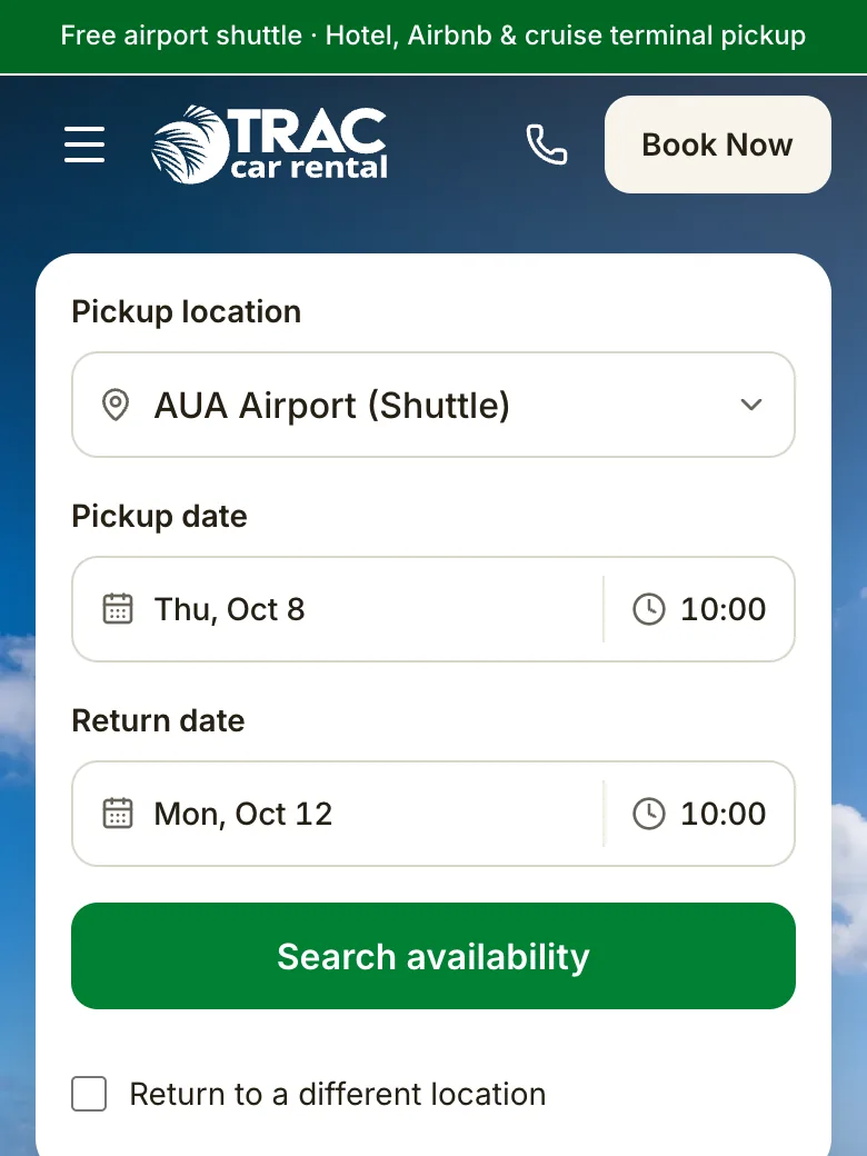 TRAC Car Rental website